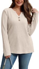 SAMPEEL Womens Sweaters Lightweight Long Sleeve Shirts V Neck Tops with Button Fall Outfits 2025 - Image 6
