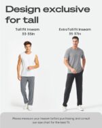 Zylioo Tall Men's Sweatpants Long Lightweight Joggers with Zipper Pockets Stretch Elastic Waist Athletic Pants - Image 3