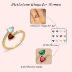 Stocking Stuffers for Her Teen Daughter Birthstone Rings for Women Birthday Gifts for Women Rings Adjustable 1-12 Birthstone Promise Ring Anniversary Wedding Jewelry - Image 5