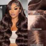 30 Inch Chocolate Brown Lace Front Wig 220% Density Brown Wig Human Hair 13x6 Hd Lace Front Wigs Human Hair Pre Plucked with Baby Hair Brown Loose Body Wave Wig Human Hair for Women - Image 3
