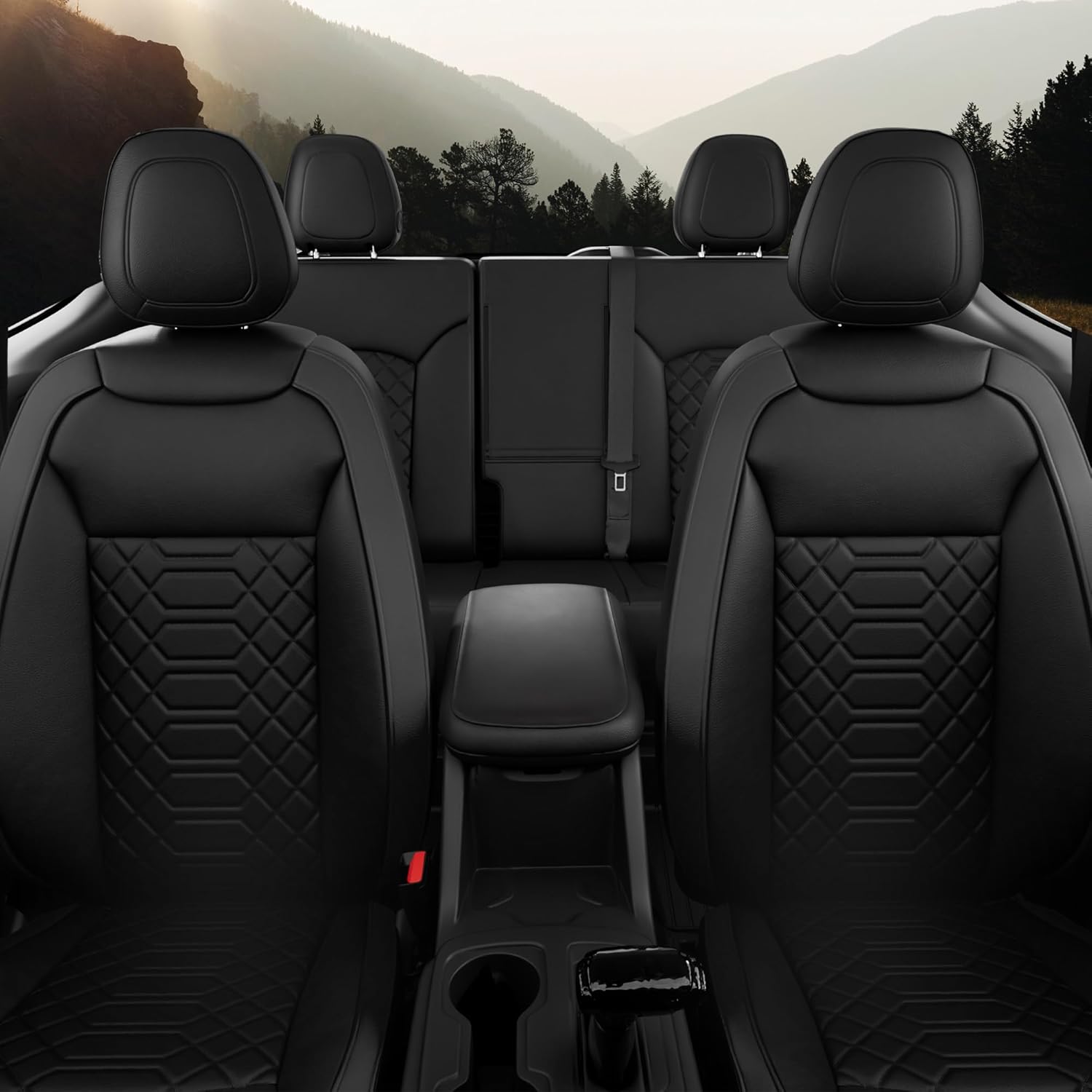 FREESOO Custom 1:1 for Chevy Colorado Seat Covers, Fit for 2014-2022 Colorado Crew Cab Z71 LT ZR2 Work Truck, Faux Leather Seat Covers Full Set - Rear Row W/40/60 Split Seat (Black) 5 seat - Image 3