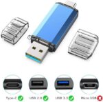 KOOTION USB C Flash Drive 128GB 2 in 1 OTG USB 3.0/Type C Thumb Drive Dual Drive USB C Memory Stick for Smartphone/Laptop/Tablet/PC - 128G, Blue - Image 3