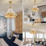 24" Modern Crystal Caged Fandelier, Smart Chandelier Fan with Remote and APP Control, Double Layer Ceiling Fan with Light for Dining Living Room Bedroom, Italian Design-Gold - Image 3