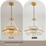 24" Modern Crystal Caged Fandelier, Smart Chandelier Fan with Remote and APP Control, Double Layer Ceiling Fan with Light for Dining Living Room Bedroom, Italian Design-Gold - Image 5