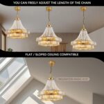 24" Modern Crystal Caged Fandelier, Smart Chandelier Fan with Remote and APP Control, Double Layer Ceiling Fan with Light for Dining Living Room Bedroom, Italian Design-Gold - Image 6