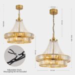 24" Modern Crystal Caged Fandelier, Smart Chandelier Fan with Remote and APP Control, Double Layer Ceiling Fan with Light for Dining Living Room Bedroom, Italian Design-Gold - Image 7
