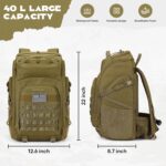 Maelstrom Tactical Backpack for Men, 40L Military Backpack,Water Resistant Assault Pack for Women, 3-Day Bug Out Bag for Hiking, Camping, Gym with Molle System-Khaki - Image 5