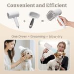 Dog Hair Dryer, Professional 2-in-1 Pet Hair Dryer & Grooming Brush with Removable Comb, Adjustable Temperature/Speed, Portable Dryer for Dogs and Cats - Image 6