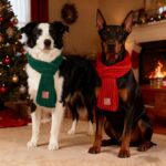 2 Pack Sheep Christmas Scarf, Goat Christmas Outfit Adjustable Green Red Knitted Scarf, Winter Warm Pets Costume Accessory Dog Scarf Holiday Decoration for Small Medium Sheep Dogs Cats - Image 3