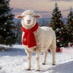 2 Pack Sheep Christmas Scarf, Goat Christmas Outfit Adjustable Green Red Knitted Scarf, Winter Warm Pets Costume Accessory Dog Scarf Holiday Decoration for Small Medium Sheep Dogs Cats - Image 4
