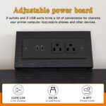 Large Printer Stand with Power Outlet, with Height Adjustable Storage Shelf, 3 Tier Rolling Printer Cart with Industrial Wheels, 23.6 x 23.6 Inches Printer Table for Home Office,Black - Image 5