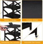 Large Printer Stand with Power Outlet, with Height Adjustable Storage Shelf, 3 Tier Rolling Printer Cart with Industrial Wheels, 23.6 x 23.6 Inches Printer Table for Home Office,Black - Image 8