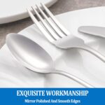 16 Pcs Forks and Spoons Silverware Set,Food Grade Stainless Steel Flatware Cutlery Set for Home,Kitchen and Restaurant,Mirror Polished,Dishwasher Safe - 8 Dinner Fork(8 inch) and 8 Teaspoon(6.5 inch) - Image 5