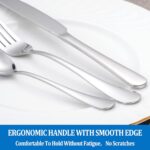 16 Pcs Forks and Spoons Silverware Set,Food Grade Stainless Steel Flatware Cutlery Set for Home,Kitchen and Restaurant,Mirror Polished,Dishwasher Safe - 8 Dinner Fork(8 inch) and 8 Teaspoon(6.5 inch) - Image 6
