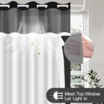 Heavy Duty No Hook Waffle Weave Shower Curtain with Snap in Fabric Liner Set - 230GSM Hotel Style Heavyweight Textured for Bathroom, Black 71W x 74" H - Image 6