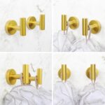 SUS 304 Stainless Steel Bathroom Towel Hooks Coat Hook Round Clothes Wall Mounted Towel Coat for Bath Kitchen Garage Hotel, Gold - Image 6