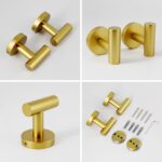 SUS 304 Stainless Steel Bathroom Towel Hooks Coat Hook Round Clothes Wall Mounted Towel Coat for Bath Kitchen Garage Hotel, Gold - Image 9