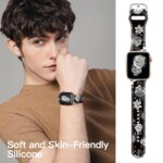 Bands Compatible with Apple Watch Band 38mm 40mm 41mm 42mm 44mm 45mm for Women Men Silicone Floral Pattern Printed Band Strap for iWatch Band SE Series 9 8 7 6 5 4 3 2 1 Wristband - Image 4
