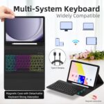 Case with Keyboard Mouse for Samsung Galaxy Tab A9 Plus 11 inch (SM-X210/X215/X216/X218),7 Color Rainbow Backlight Detachable USB-C Keyboard Magnetic Case with Pen Slot for Tablet A9+ 5G Black - Image 3
