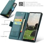 for Samsung Galaxy S24 Ultra Case, [RFID Blocking] Magnetic Closure PU Leather Wallet Flip Case with Card Holder Kickstand Shockproof Phone Cover for Samsung Galaxy S24 Ultra (Teal) - Image 4