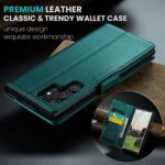 for Samsung Galaxy S24 Ultra Case, [RFID Blocking] Magnetic Closure PU Leather Wallet Flip Case with Card Holder Kickstand Shockproof Phone Cover for Samsung Galaxy S24 Ultra (Teal) - Image 9