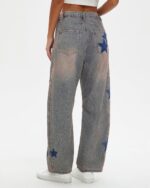 Kedera Women's Barrel Boyfriend Baggy Star Print Jeans Denim Pants Mid Rise Wide Leg Y2K Horseshoe Jeans Trendy - Image 7