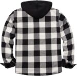 ZENTHACE Mens Sherpa Lined Flannel Shirt Jacket with Hood,Plaid Shirt-Jac,all Sherpa Lining - Image 3