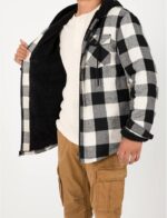 ZENTHACE Mens Sherpa Lined Flannel Shirt Jacket with Hood,Plaid Shirt-Jac,all Sherpa Lining - Image 5