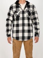 ZENTHACE Mens Sherpa Lined Flannel Shirt Jacket with Hood,Plaid Shirt-Jac,all Sherpa Lining - Image 8