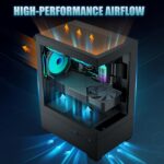 Micro ATX PC Case, Gaming MATX PC CASE with 3 PWM ARGB Fans Pre-Installed, Type-C Full-View Dual Tempered Glass, Cpmputer CASE Black - Image 4