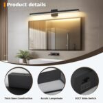 Joosenhouse Black Vanity Light for Bathroom Dimmable 5CCT Bath Light Fixtures Over Mirror Modern Vanity Light Bar 32.28 inch LED Wall Lamp - Image 6