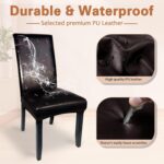 Soft Leather Chair Covers for Dining Chairs set of 4, Stretch Waterproof Dining Chair Covers Protector Oilproof and Scratch-Proof Parson Chairs Cover Modern Style for Kitchen Room(Brown, 4Pcs) - Image 3