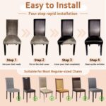 Soft Leather Chair Covers for Dining Chairs set of 4, Stretch Waterproof Dining Chair Covers Protector Oilproof and Scratch-Proof Parson Chairs Cover Modern Style for Kitchen Room(Brown, 4Pcs) - Image 7