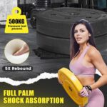 Ventilated Weight Lifting Gloves, Thick Padded Workout Gym Gloves with Full Palm Protection & Grip & Shock Absorption for Women & Men's Fitness Exercise Training - Image 4