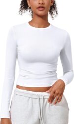 PrettyGuide Women's Cotton Jersey Long Sleeve Shirts Tight Fit Crewneck Crop Tops Basic Fall Going Out Y2K Tops - Image 3