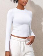 PrettyGuide Women's Cotton Jersey Long Sleeve Shirts Tight Fit Crewneck Crop Tops Basic Fall Going Out Y2K Tops - Image 8