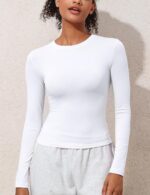 PrettyGuide Women's Cotton Jersey Long Sleeve Shirts Tight Fit Crewneck Crop Tops Basic Fall Going Out Y2K Tops - Image 9