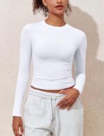 PrettyGuide Women's Cotton Jersey Long Sleeve Shirts Tight Fit Crewneck Crop Tops Basic Fall Going Out Y2K Tops - Image 10