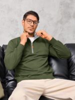 Yousify Mens Quarter Zip Pullover Mock Neck Long Sleeve Sweatshirts Casual Cotton Lightweight Golf Shirts - Image 3