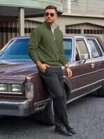 Yousify Mens Quarter Zip Pullover Mock Neck Long Sleeve Sweatshirts Casual Cotton Lightweight Golf Shirts - Image 6