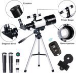 Telescope for Adults & Kids, 70mm Aperture Refractor (15X-150X) Portable Travel Telescope with Phone Adapter & Wireless Remote, Astronomy Beginners Gifts, Black - Image 3
