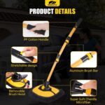 MIKKUPPA 40" Car Wash Brush with Long Handle - 15°Curved Car Cleaning Brush with Aluminum Telescopic Handle, Removable Scratch-Free Chenille Microfiber Brush Head Wash Mop for Cars RV Truck Boat - Image 4