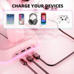 Headphone Controller Stand&Holder for PlayStation Xbox Nintendo Switch Other Game Controller with RGB Lights&2 USB Charging Station Ports,Earphone Hanger Gamers Desktop Accessories (Pink) - Image 6