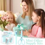 Mini Office Supplies, Turquoise Green School Supplies with Sticky Notes,Mini Stapler,Tape Dispenser,Hole Punch,Staple Remover,Staples,Clips,Scissor,Pen (Green) - Image 3