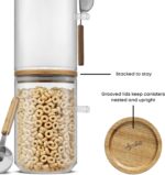 JoyJolt Holden 32oz Stackable Glass Storage Containers with Lids Scoops and Tray, Clear Airtight Food Canister Set of 3 w/Acacia Wood Lids, Round Stacking Pantry and Kitchen Containers w/Scoop - Image 8