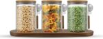 JoyJolt Holden 32oz Stackable Glass Storage Containers with Lids Scoops and Tray, Clear Airtight Food Canister Set of 3 w/Acacia Wood Lids, Round Stacking Pantry and Kitchen Containers w/Scoop - Image 9