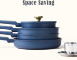 CAROTE Ceramic Cookwar Set, Pots and Pan Set Non Stick 18 Piece, Cookware Set Kitchen Cooking Set Non Toxic, PFAS PTFE Free, Blue - Image 8