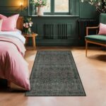 Dark Green 4x6 Washable Area Rug for Living Room Bedroom Large Entryway Kitchen, Ultra Soft Non Slip Stain Resistance, Floral Distressed Aethestic Design - Image 4