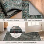 Dark Green 4x6 Washable Area Rug for Living Room Bedroom Large Entryway Kitchen, Ultra Soft Non Slip Stain Resistance, Floral Distressed Aethestic Design - Image 5