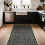 Dark Green 4x6 Washable Area Rug for Living Room Bedroom Large Entryway Kitchen, Ultra Soft Non Slip Stain Resistance, Floral Distressed Aethestic Design - Image 8